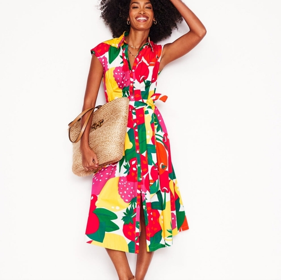 Boden Dresses & Skirts - Boden Rachel Cotton Midi Shirt DressMulti, Summer Fruits 12R